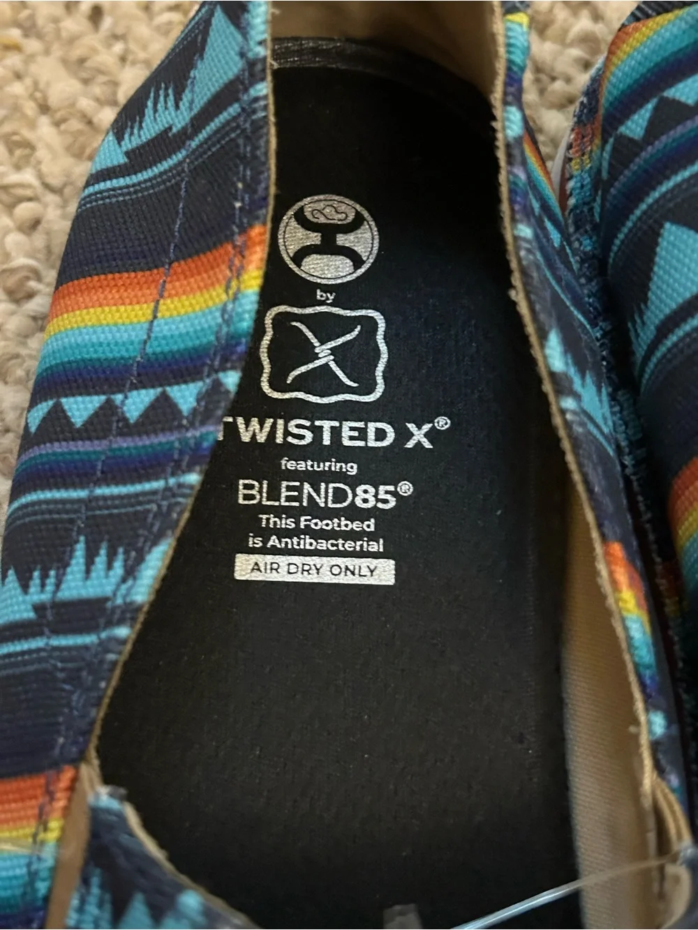 NWOT Twisted X Men’s Blue Multi-Stripe Slip-On Shoes